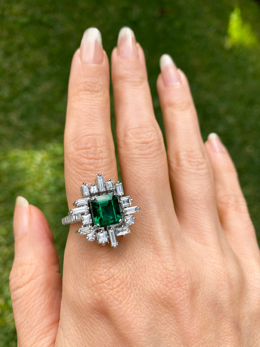 Stella diamond ring with 2.52ct Zambian green emerald by Stefano Canturi