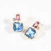 Cubism Colourburst pink tourmaline and blue topaz drop earrings in 18ct yellow gold by Stefano Canturi