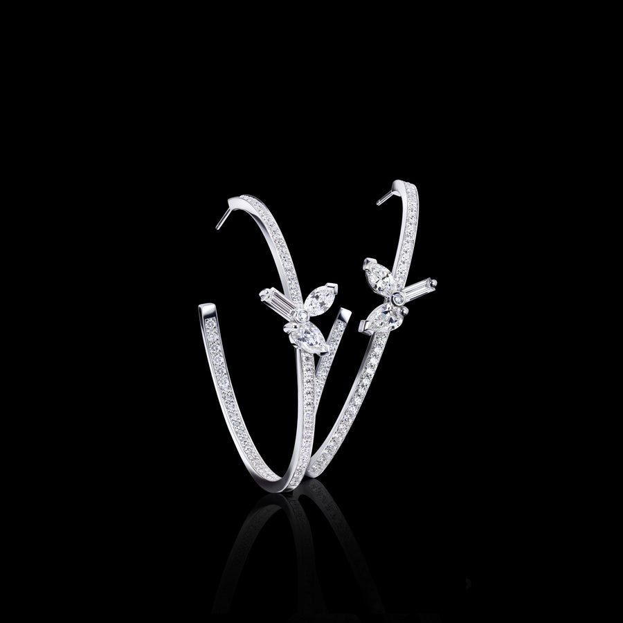 Primavera diamond 45mm hoop earrings in 18ct white gold by Stefano Canturi