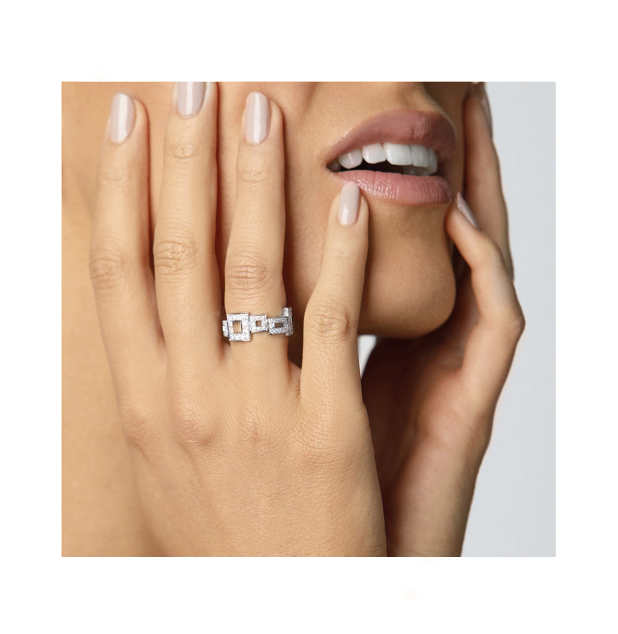 Geometric diamond ring set in 18ct white gold by Stefano Canturi