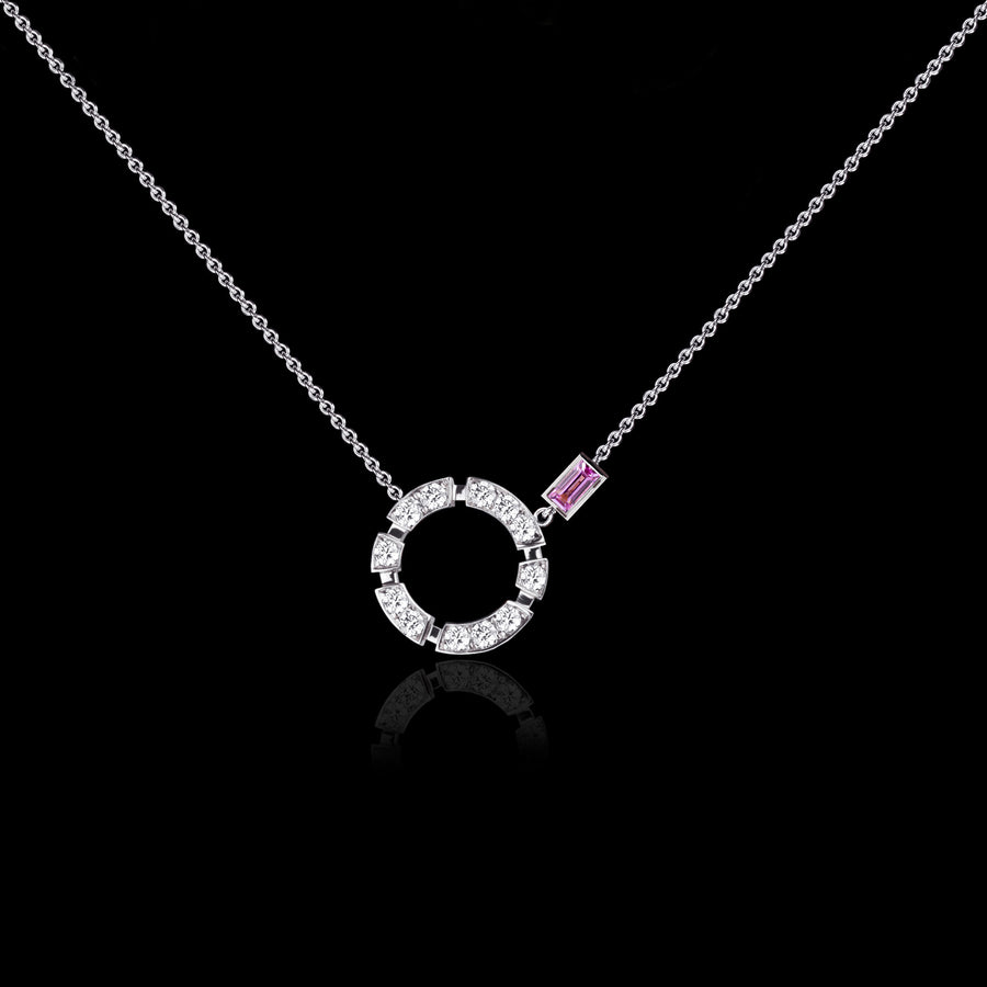 Regina diamond and pink sapphire necklace in 18ct white gold by Stefano Canturi