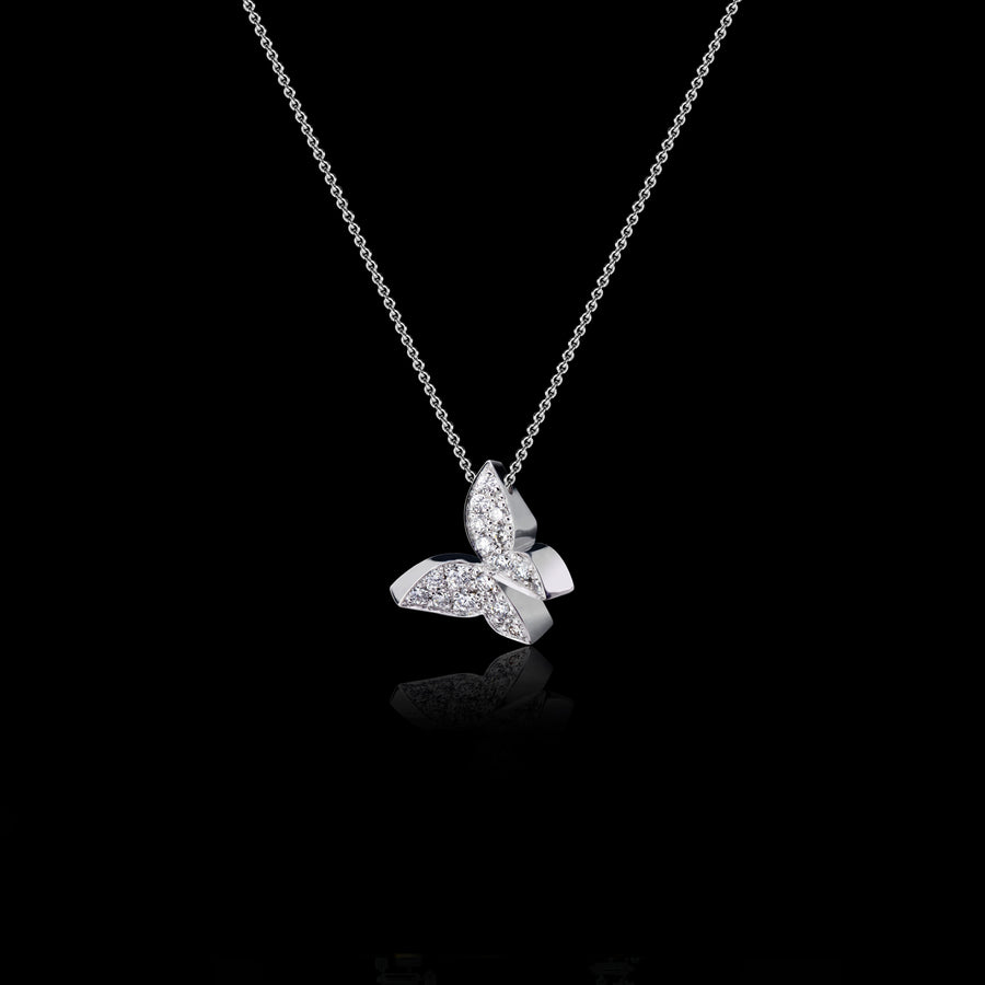 Odyssey diamond small Butterfly pendant necklace set in 18ct white gold by Stefano Canturi