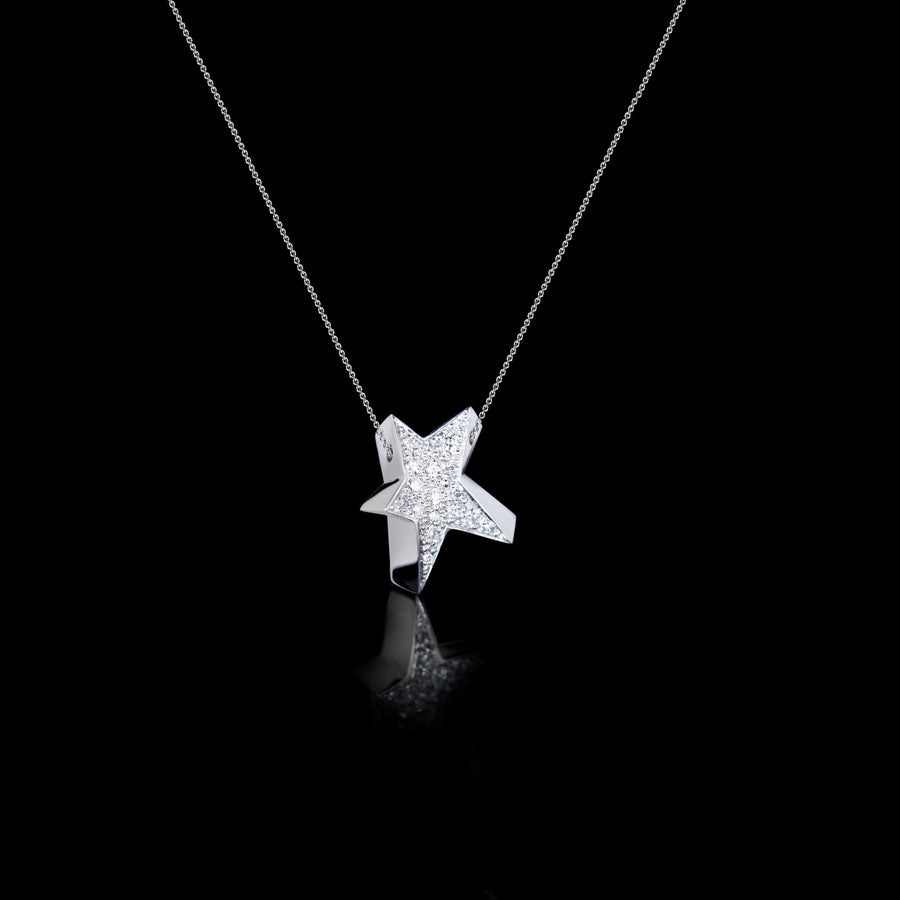 Odyssey diamond small Star pendant necklace set in 18ct white gold by Stefano Canturi