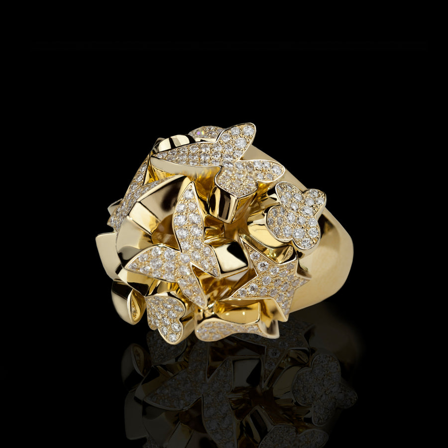 Odyssey multi-shape diamond ring in 18ct yellow gold by Stefano Canturi