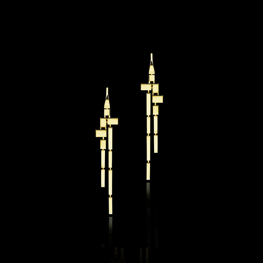 Cubism Plain 11 drop earrings in 18ct Yellow Gold by Stefano Canturi