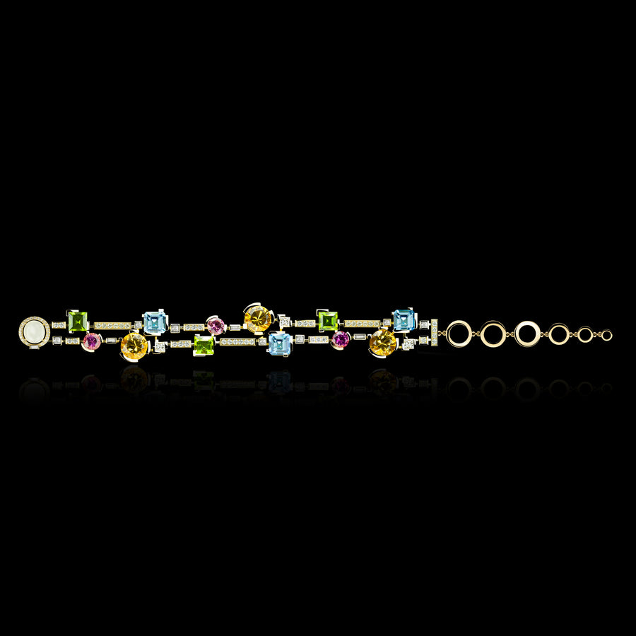 Cubism Colourburst 2 row bracelet in 18ct yellow gold by Stefano Canturi