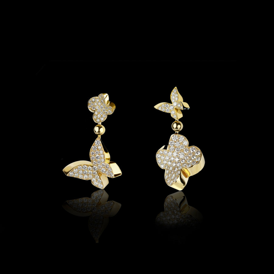 Odyssey 2 drop diamond earrings in 18ct yellow gold by Stefano Canturi