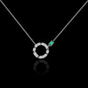 Regina diamond and green emerald necklace in 18ct white gold by Stefano Canturi